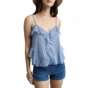 AE Ruffle Cami Tank Top American Eagle NWT Blue Large
